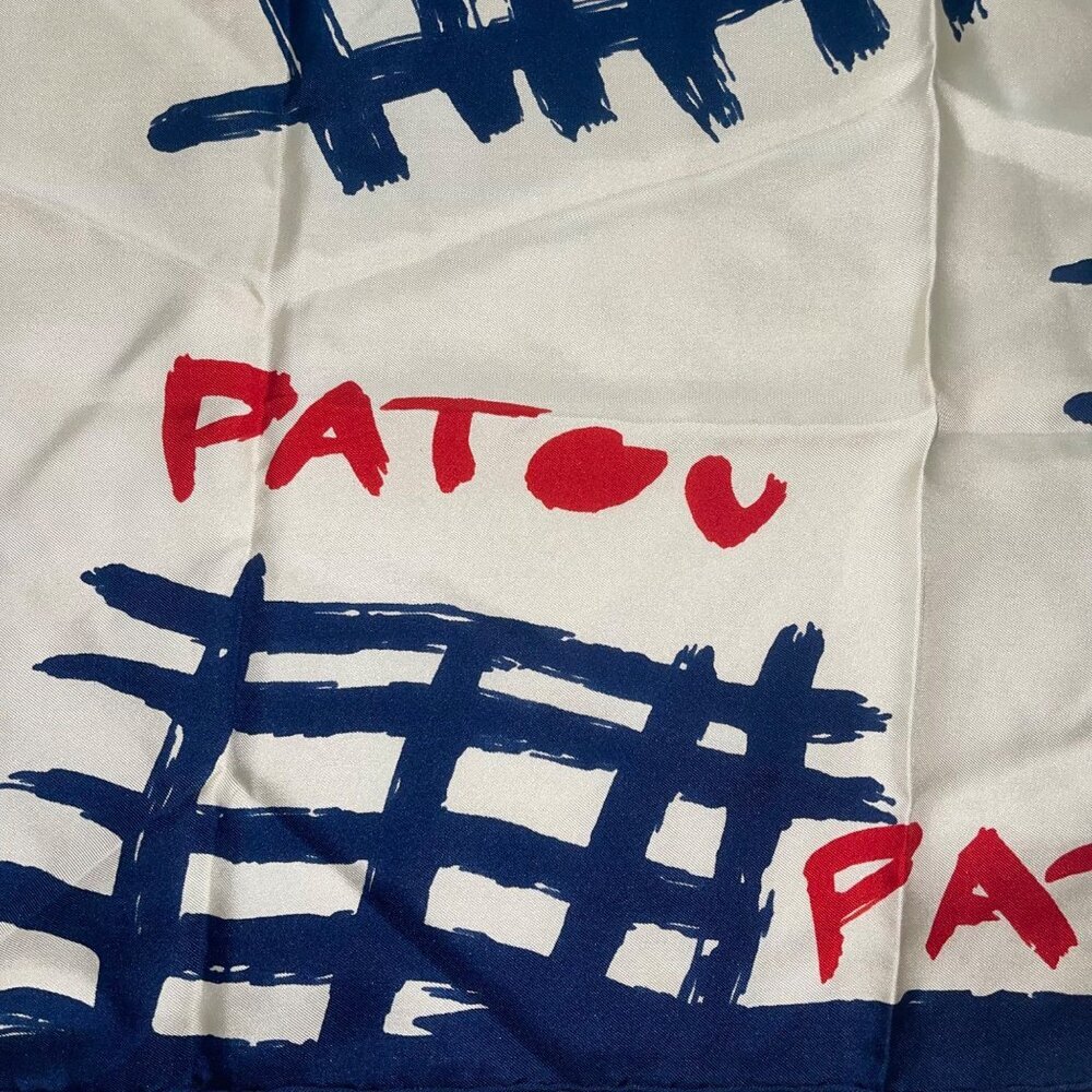 Jean Patou Vintage Womens Scarf White Twill Signature Silk - Picture 8 of 8